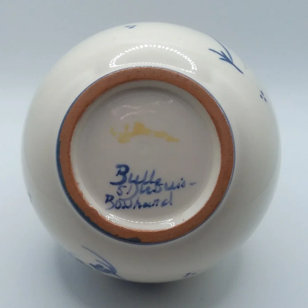 VTG Bulle Dubuis Bosshard Crane Peacock Blue Small Vase 4